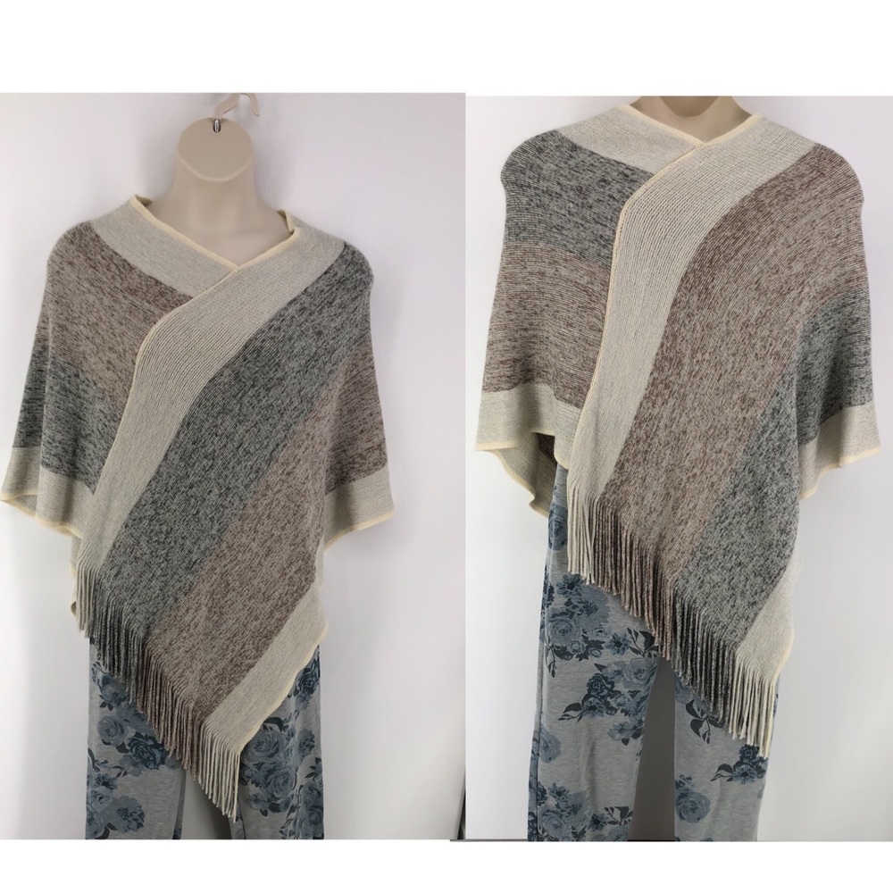 Pinkalicious Brown/Cream/Blue Poncho OSFM